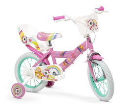 Toimsa Bicicleta 14" Licorne pour enfants de 4 à 6 ans, vélo fille avec design licorne, couleur rose