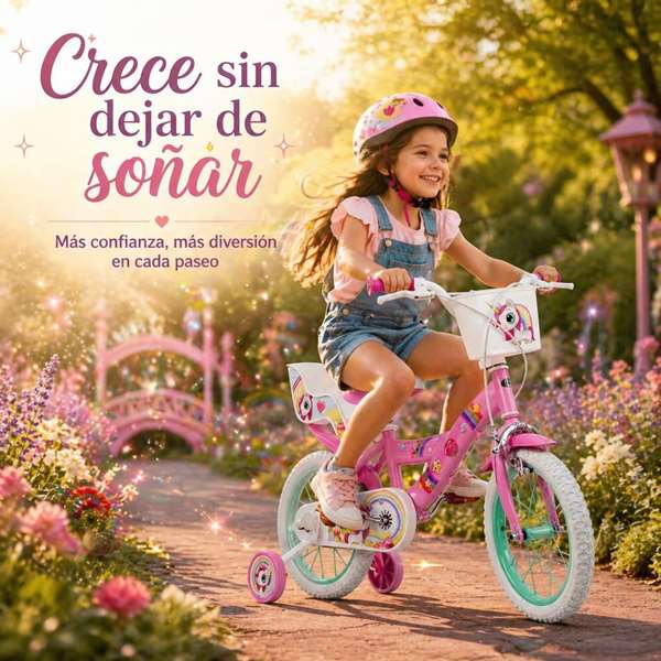 Toimsa Bicicleta 14" Licorne pour enfants de 4 à 6 ans, vélo fille avec design licorne, couleur rose