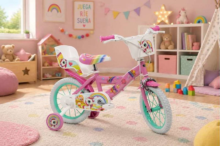 Toimsa Bicicleta 14" Licorne pour enfants de 4 à 6 ans, vélo fille avec design licorne, couleur rose