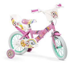 Toimsa Bicicleta 14" Licorne pour enfants de 4 à 6 ans, vélo fille avec design licorne, couleur rose