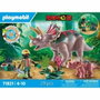 Playmobil Tricératops avec bébé et explorateur, Dinos, 29 pièces