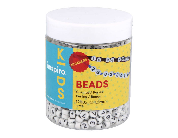 Innspiro 1200 Perles en Plastique Rondes avec Numéros Blanc et Noir 7mm
