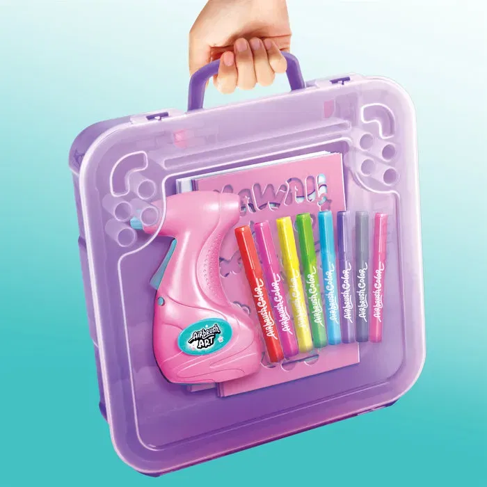 Canal Toys Mallette d'Activités Airbrush Art avec Spray Électronique, Pochoirs et Feutres - Kit Créatif Poster - Réf. AIR 017