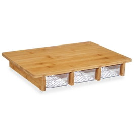 KINVARA Planche à découper en bambou avec 3 compartiments 40x28x6cm