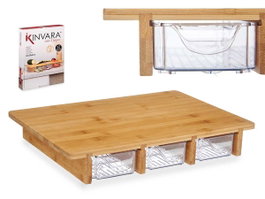 Kinvara Plateau en Bambou 3 Compartiments 40x28x6 cm Naturel (Set de 6)