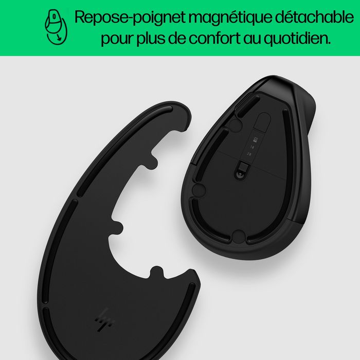 HP Souris Ergonmique Verticale Sans Fil 920 avec Repose-Poignet Magnétique et Récepteur USB - 5 Boutons Personnalisables