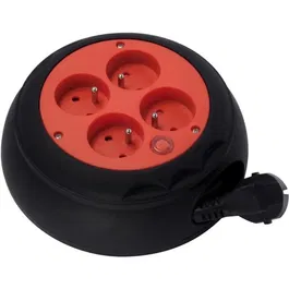 Chacon - Enrouleur de câble 4 prises 16A - 4 mètres - Intérieur - Orange - Modèle France