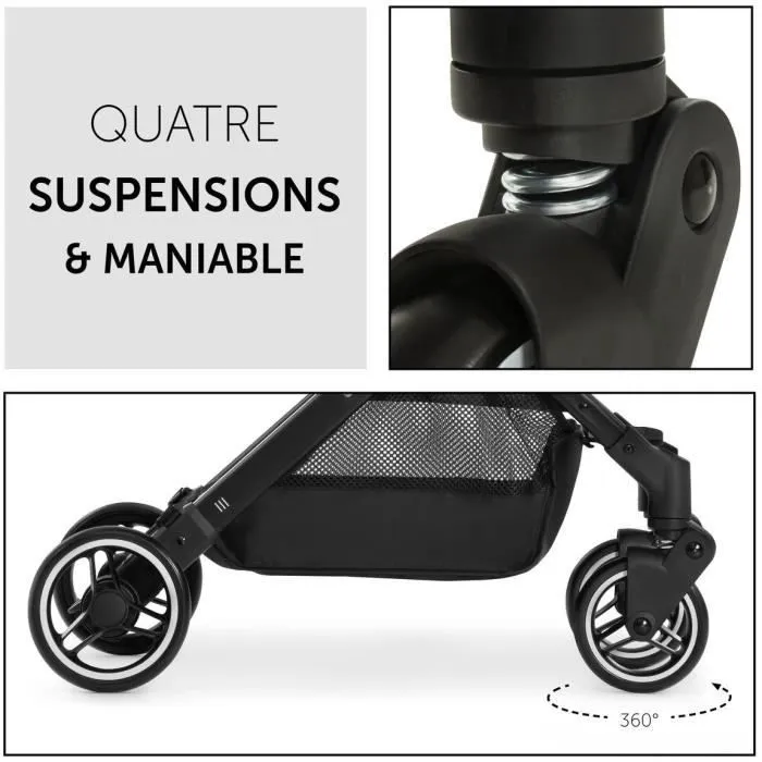 Hauck Poussette compacte 4 roues Travel N Care avec pliage à une main et pare-soleil UPF 50+, dossier inclinable et guidon réglable - Bleu