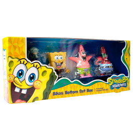 COMANSI Blister 4 figurines SpongeBob SquarePants - Personnages non articulés incluant Bob l'éponge, Patrick, Carlo et Krabs d'environ 9 cm