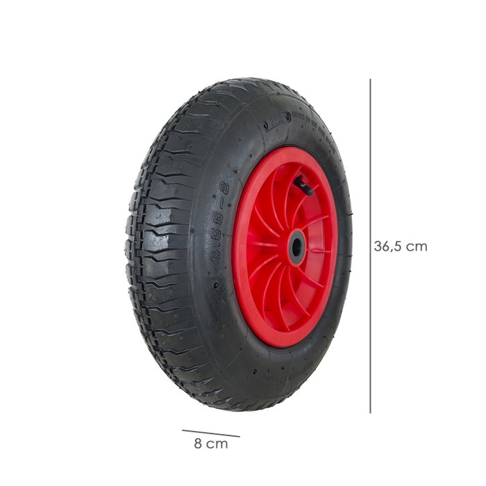 WOLFPACK LINEA PROFESIONAL Roue Pneumatique pour Brouette de Serre, Ø 370 mm, Axe Ø 20 mm WOLFPACK LINEA PROFESIONAL Roue Pneumatique pour Brouette de Serre, Ø 370 mm, Axe Ø 20 mm