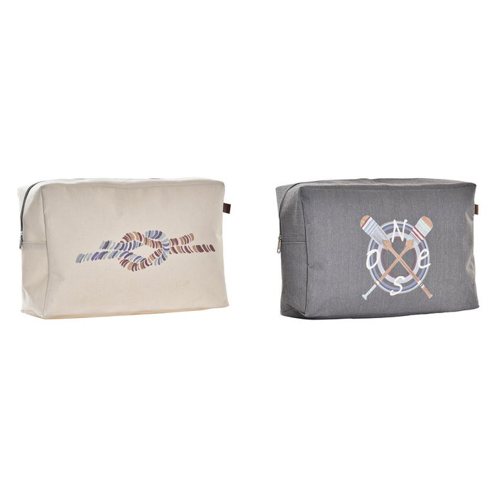 Trousse de toilette DKD Home Decor Blanc Gris (2 Unités) Trousse de toilette DKD Home Decor Blanc Gris (2 Unités)