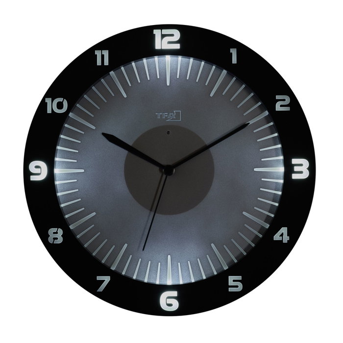 Tfa LUMOCLOCK 60.3553.10 Horloge murale analogique radio-pilotée avec éclairage LED