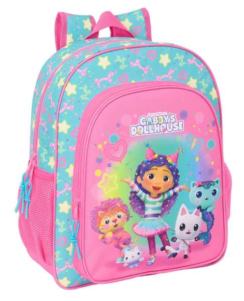 Safta Mochila Junior Adapt.Carro Gabby's Dollhouse Confetti, Sac à dos enfant pour poussette, 32 x 38 x 12 cm, à partir de 3 ans