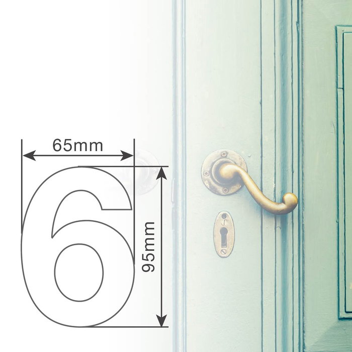 Hantums Numéro de porte 6 en acier inoxydable avec adhésif Hantums Numéro de porte 6 en acier inoxydable avec adhésif