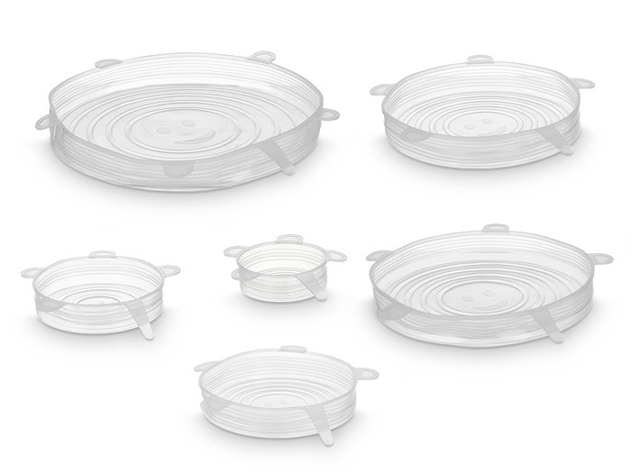 KINVARA Set de 6 couvercles en silicone Transparente