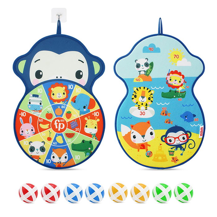 Fisher-Price - Cible de jeu réversible 2 faces avec 8 balles Velcro - Jouet d'adresse pour enfants dès 3 ans