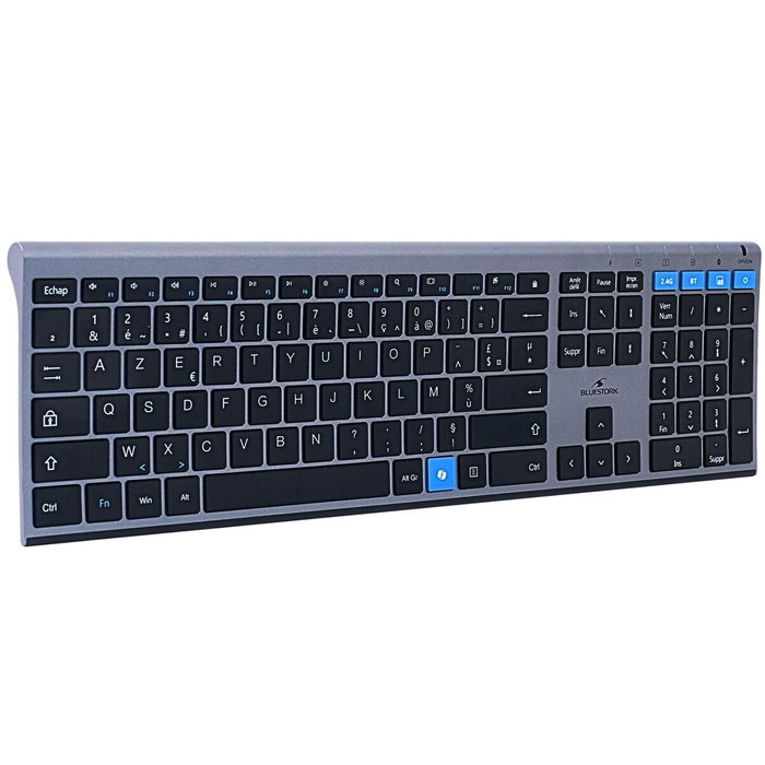 Bluestork KB GRAPHEME Clavier Sans Fil AZERTY Noir et Gris