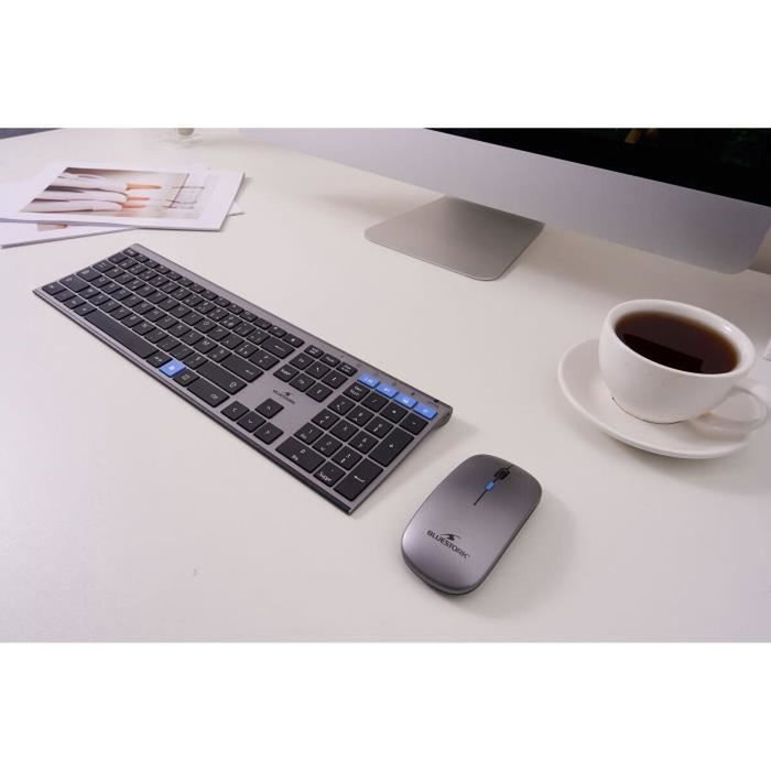 Bluestork KB GRAPHEME Clavier Sans Fil AZERTY Noir et Gris
