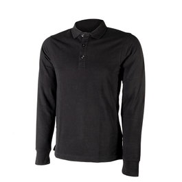PAYPER Polo de manche longue en piqué de coton - Noir - L