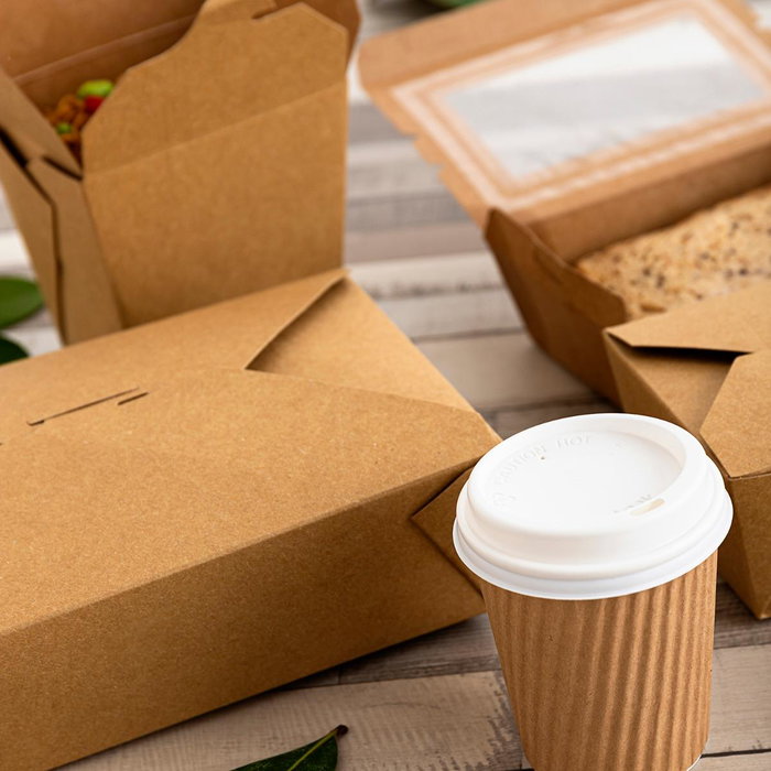 Paperlynen Nat Bio Tapas pour Récipient en Carton 15x15 cm / 0,87 L - Lot de 500 - Écologique et Compostable