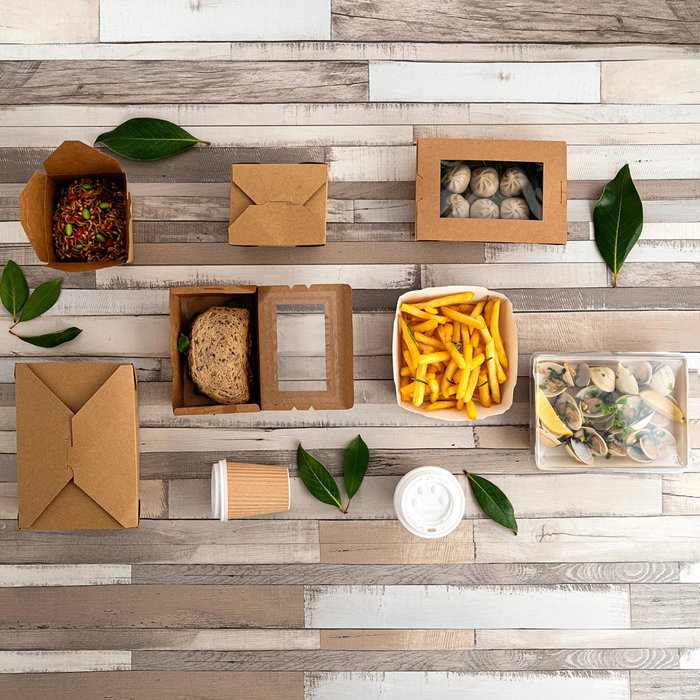 Paperlynen Nat Bio Tapas pour Récipient en Carton 15x15 cm / 0,87 L - Lot de 500 - Écologique et Compostable