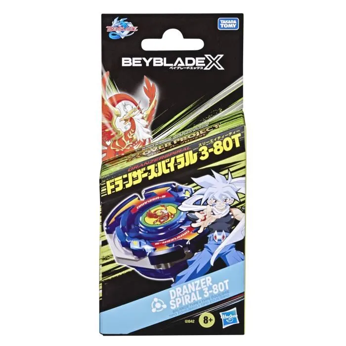 Beyblade Beyblade X Starter Pack X-Over Project Dranzer Spiral 3-80T, Top y lanzador de equilibrio, à partir de 8 ans