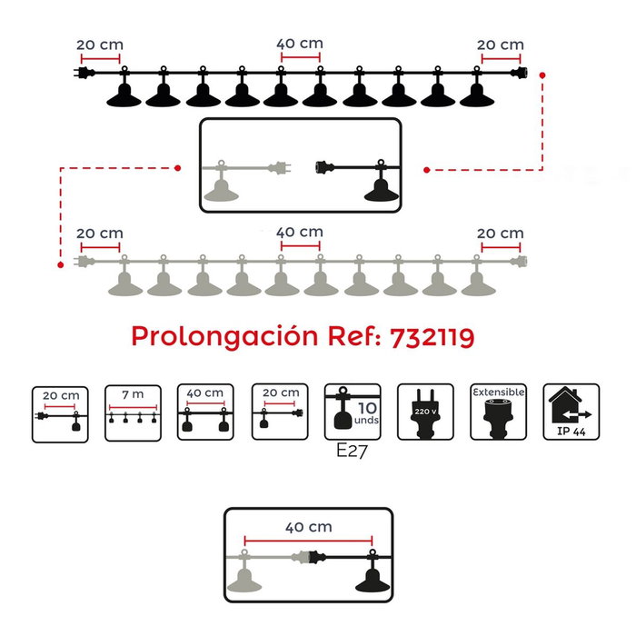 BigBuy Garden Guirlande lumineuse LED Chateau E27 23 x 22 x 12 cm BigBuy Garden Guirlande lumineuse LED Chateau E27 23 x 22 x 12 cm