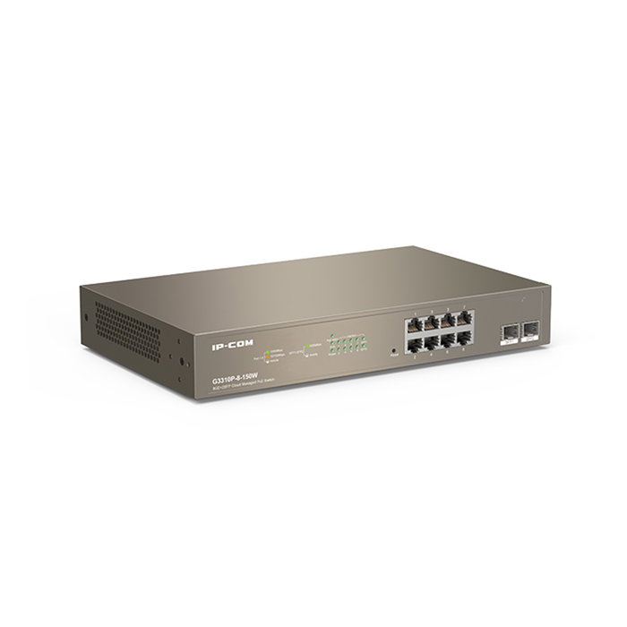 IP-COM G3310P-8-150W Switch Gigabit PoE+ 8 Ports + 2 SFP, 130W, Géré Cloud