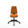 Chaise Elche Asynchrone Cuir écologique Orange Base pyramidale noire Sans accoudoirs Sans appui-tête Roulettes 65mm pour moquette