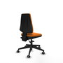 Chaise Elche Asynchrone Cuir écologique Orange Base pyramidale noire Sans accoudoirs Sans appui-tête Roulettes 65mm pour moquette