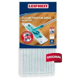 Leifheit 52123 - Housse de rechange micro duo pour balai serpillière Clean Twist M Ergo / PowerClean, lavable 60°C, 33 cm, tous sols
