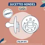 Dodie - Duo de sucettes anatomiques Gaia en caoutchouc naturel - Ronde - Pour bébés allaités 6 à 36 mois - Lot de 2