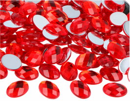 Innspiro Gemas decorativas acrílicas oval rojo 13x18mm (500u)