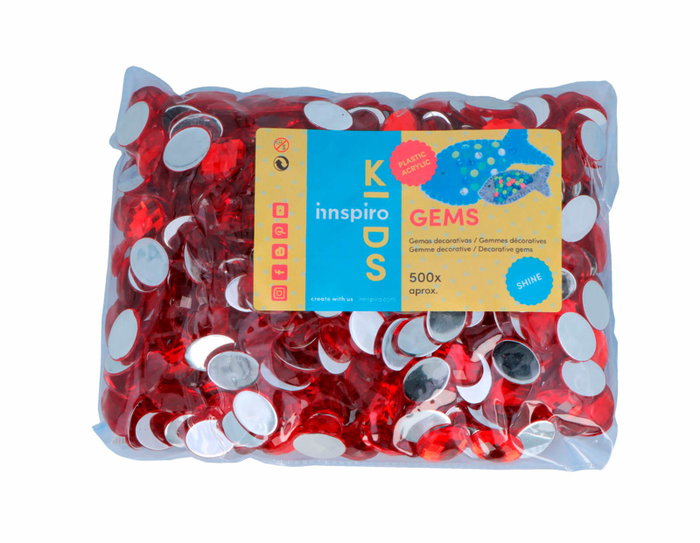 Innspiro Gemas decorativas acrílicas oval rojo 13x18mm (500u)