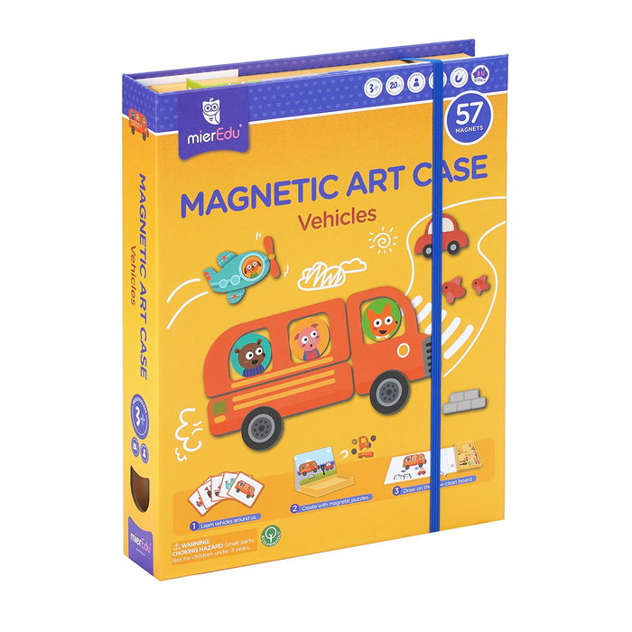 MIEREDU Maletin Magnétique pour Enfants et Vehicules ME151 - Pochettes de Voyage avec Tableau Magnétique, Cartes et Aimants - Jeu Educatif Multilingue (3 ans et plus)