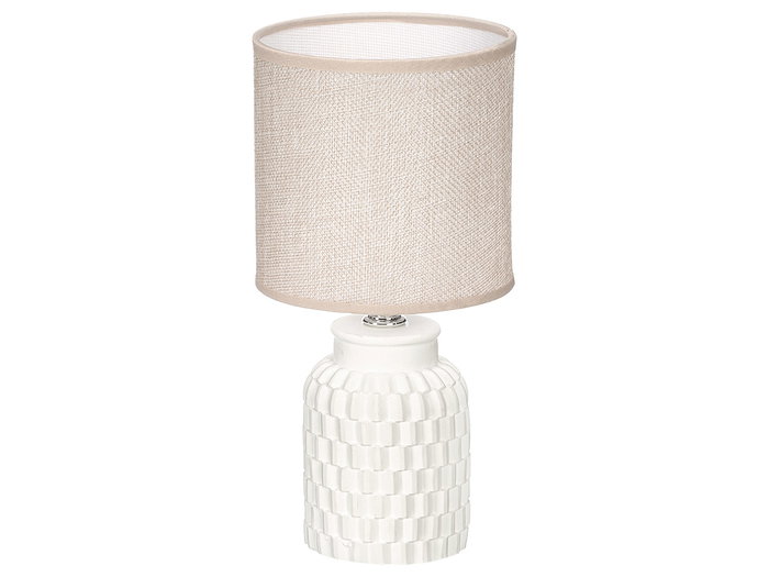 Giftdecor Lampe de Table Cylindrique Rayures Blanche Céramique 13x20x13 cm (Set de 12)