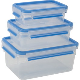 Emsa Clip&Close 508566 Ensemble de 3 récipients de conservation alimentaires bleu