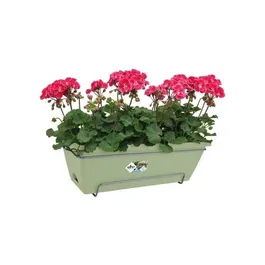 ELHO Balconnière Barcelone Allin1 50 cm, Bac à Fleurs Recyclé pour Balcon et Extérieur, Vert - L 50 x B 28 x H 19 cm