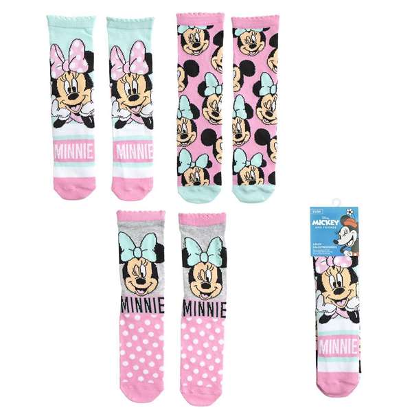 Cerdá Chaussettes Minnie Disney Pack de 3 pièces pour chaussures taille 27-30 - 3 ans et plus