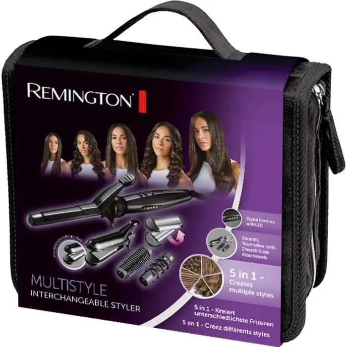 Remington S8670 Fer à lisser 5-en-1 Multistyler avec technologie ionique céramique pour lisser, boucler, onduler, friser et gaufrer Remington S8670 Fer à lisser 5-en-1 Multistyler avec technologie ionique céramique pour lisser, boucler, onduler, friser et gaufrer