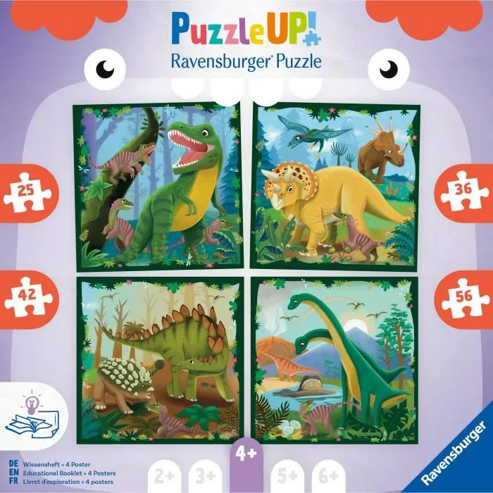 Ravensburger Puzzle 12004003, Les dinosaures, Puzzle Up! pour enfant dès 4 ans, puzzle éducatif 100 pièces