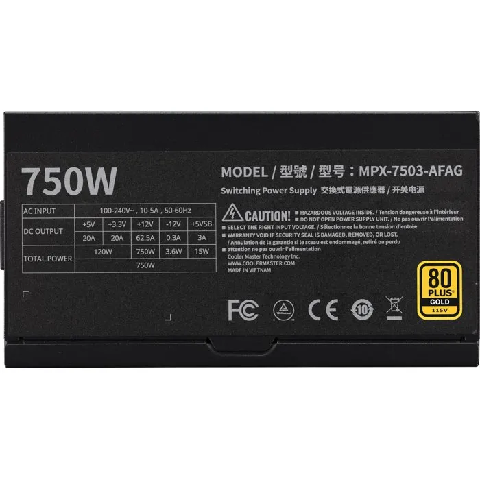 Cooler Master MWE Gold 750W V3 FM ATX 3.1 Cooler Master MWE Gold 750W V3 FM ATX 3.1