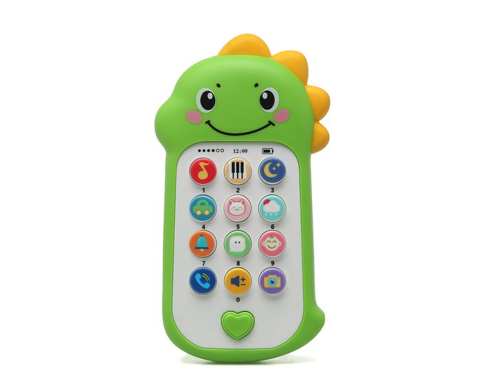 KioKids Téléphone Musical Dinosaure pour Bébé avec Sons d'Animaux, Mélodies et Lumières - Jouet d'Éveil Sensoriel pour Enfants Dès 6 Mois (Vert)