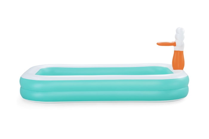 Bestway 54445 Piscine Gonflable Enfant avec Panier de Basket 251x168x102 cm +3 Ans Jardin