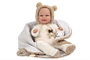 Muñecas Arias - Muñeca Elegance Babyto marron avec manta (peluche lestée) 35 cm, corps souple, langue du produit espagnol