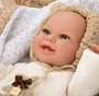Muñecas Arias - Muñeca Elegance Babyto marron avec manta (peluche lestée) 35 cm, corps souple, langue du produit espagnol