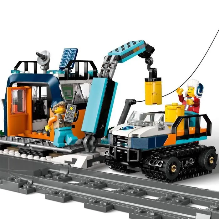 LEGO 60470 City Train Express des Explorateurs en Arctique - Set de Construction Motorisé avec Dameuse et Avant-Poste - Jeu Créatif pour Enfants Dès 7 Ans