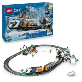 LEGO 60470 City Train Express des Explorateurs en Arctique - Set de Construction Motorisé avec Dameuse et Avant-Poste - Jeu Créatif pour Enfants Dès 7 Ans
