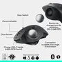 Logitech MX ERGO S Souris ergonomique sans fil graphite, détection de mouvement optique, pour ordinateur portable