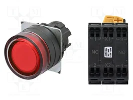 OMRON Commutateur bouton-poussoir A22NL rouge NC + NO